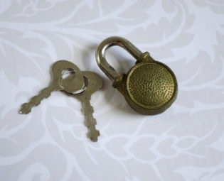 Mini Round Padlock and Key - Mini Metal Lock w Key - Steampunk Assemblage Tiny Supplies steampunk buy now online