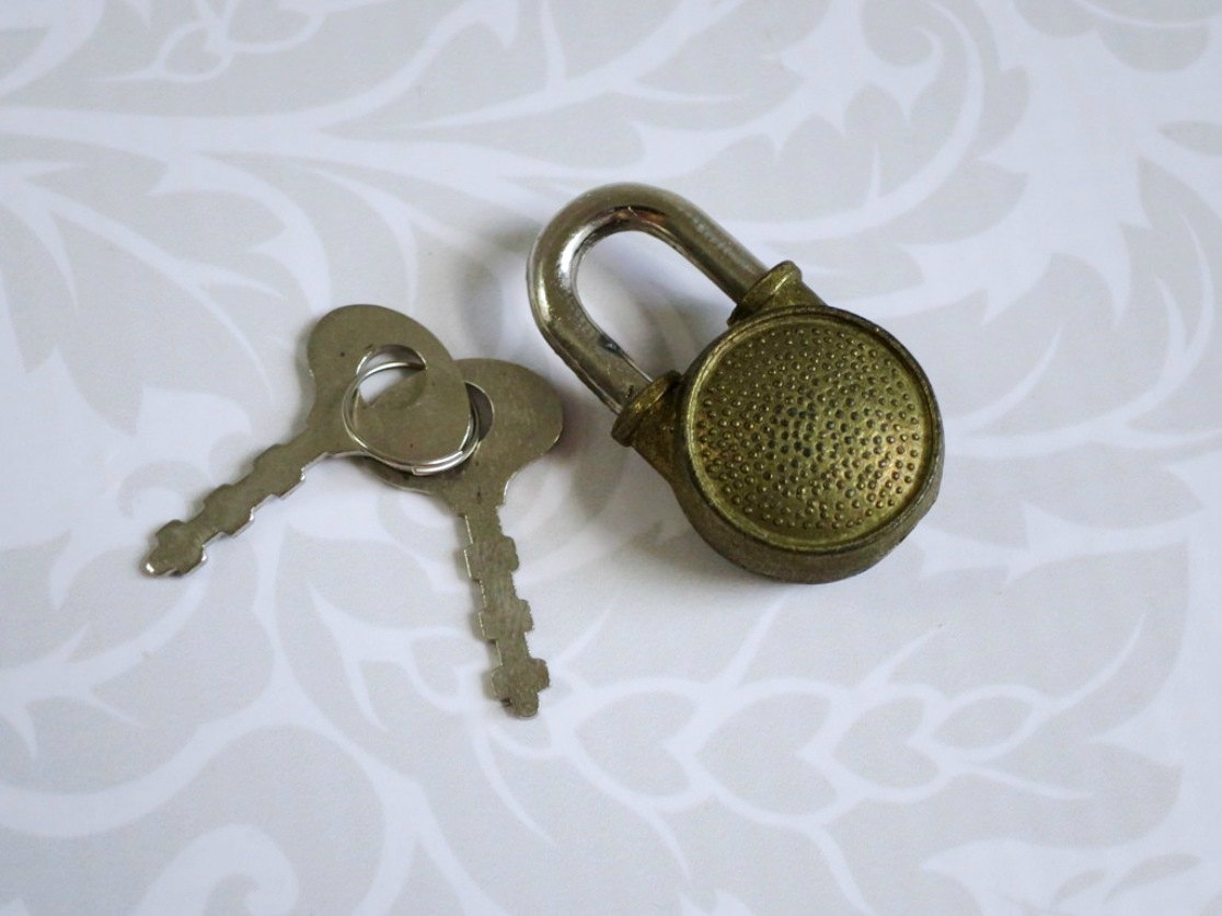 Mini Round Padlock and Key - Mini Metal Lock w Key - Steampunk Assemblage Tiny Supplies steampunk buy now online