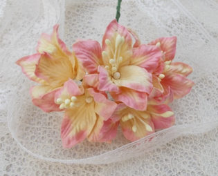 Shabby Chic Lily Flowers for Scrapbooking, Card Making, Altered Art, Tags, Mixed Media, Wedding, Cream and Pink steampunk buy now online