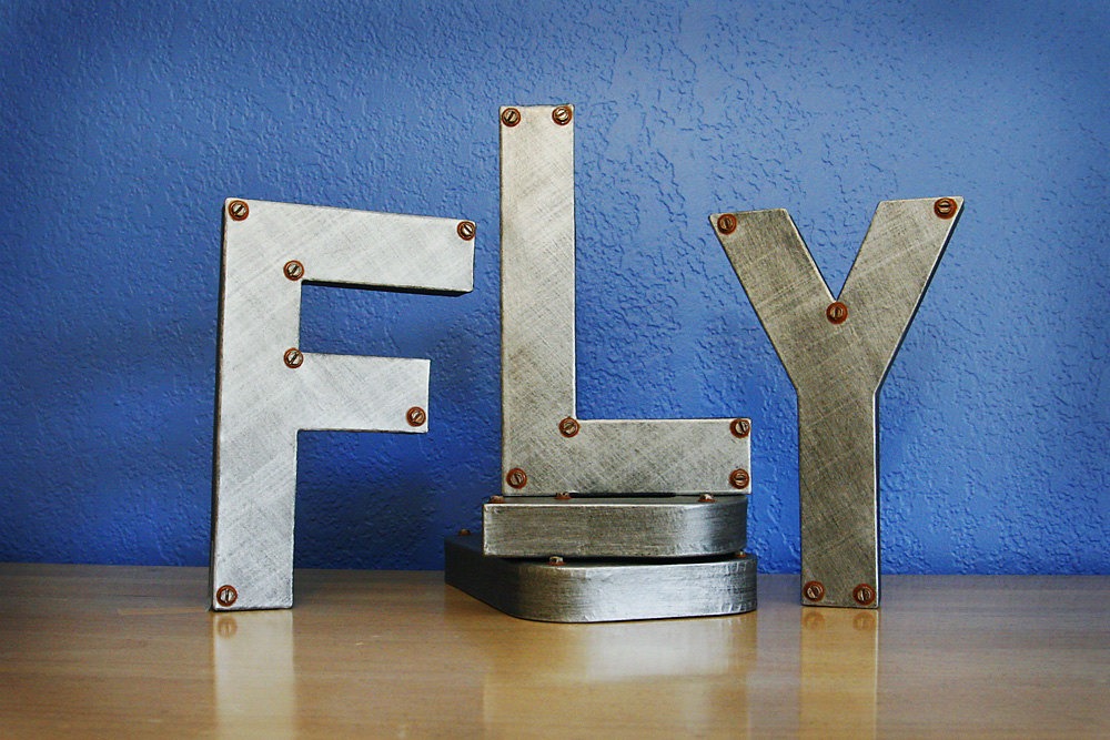 Faux Metal Letters - Monogram - Nursery - Boys Room - Metal Sign - Man Gift - Rusty Metal Letters - Wall Art - SteamPunk - Vintage Looking! steampunk buy now online