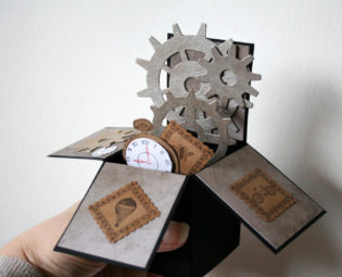 Male friendly steam-punk / steampunk gears / Box card / pop up card / Card-in-a-box / unique greeting card / 3D greeting card steampunk buy now online