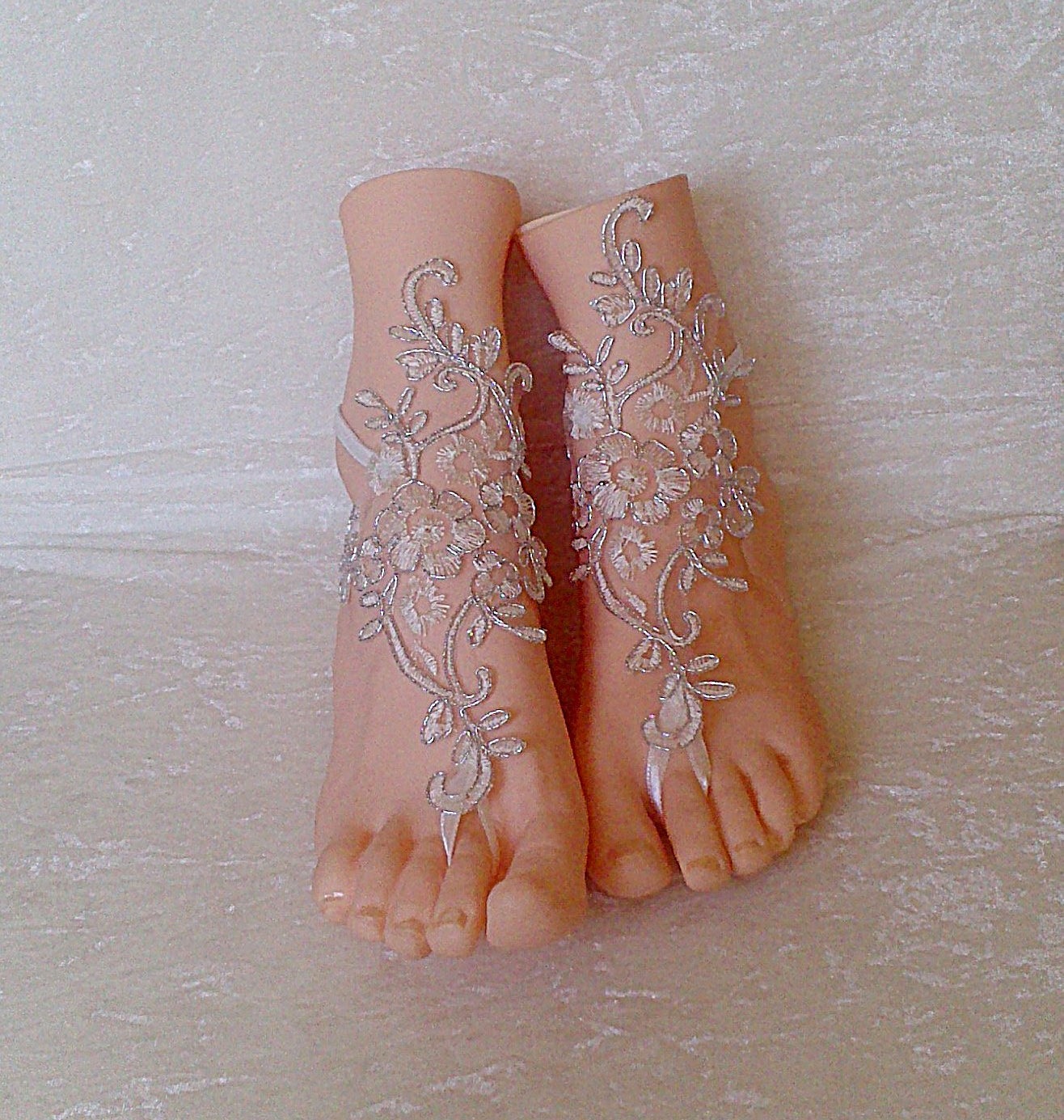 Free ship ivory silver cord wedding barefoot sandles wedding prom party steampunk bangle beach anklets bangles bridal bride bridesmaid steampunk buy now online