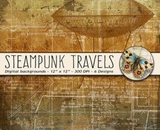 Steampunk Digital Paper, Vintage Transportation Paper, Steampunk Tavel Digital Background Papers, Steampunk Industrial Digital Collage steampunk buy now online