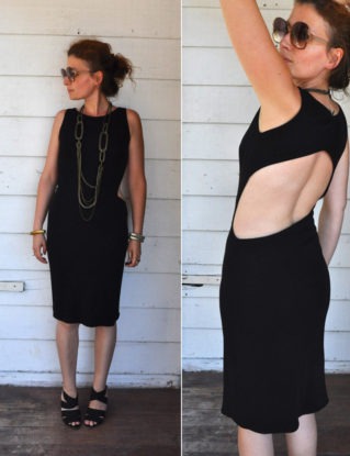 Vintage Cut out Back Black Dress Fitted BodyCon Open Back size XS - S steampunk buy now online