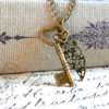Leaf Heart Key Necklace // Steampunk Bronze Fashion Costume Jewelry // Spring Fantasy Womens Pendant // Unique Designer Nature Gift steampunk buy now online