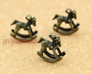 20pcs--Rocking Horse Charm, Antique bronze 3D rocking horses Charms Pendants 15x15mm steampunk buy now online