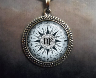 Compass Zodiac Virgo pendant, Virgo necklace charm, Zodiac pendant, Zodiac jewelry steampunk buy now online