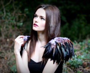 Natural, lilac and black feather shoulder epaulette, feather wings, feather shoulder pieces steampunk buy now online