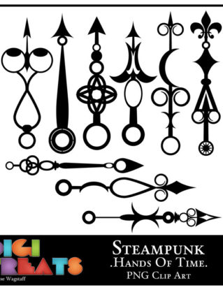 Steampunk Hands Of Time Silhouette, 9 High Quality 300dpi PNG Clip Art. Digital clock hands, Digital, Scrapbooking, Card making, Printable, steampunk buy now online