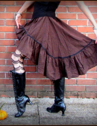 Brown Steampunk Skirt ~ Pirate Stripes ~ Victorian Bustle ~ Dickens Fair Renaissance Costume Cosplay Wench Garb ~ fits S to XL steampunk buy now online