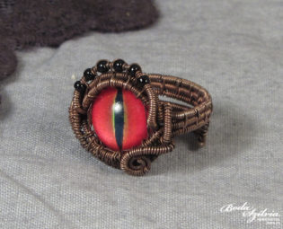 DRAGON EYE RING - wire wrapped ring, copper ring, adjustable ring, ooak jewelry, steampunk jewelry, evil eye jewelry, dragon eye jewelry steampunk buy now online
