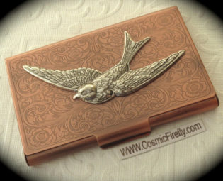 Copper Business Card Case Silver Bird Steampunk Card Case Bird Card Holder Gothic Victorian Style Card Case New Handcrafted Card Case Metal steampunk buy now online