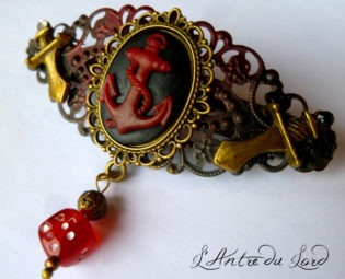 Barrette pirate fancy "Time is gaming" steampunk buy now online