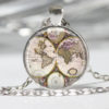 World Map Necklace Map Pendant Glass Jewelry Map Jewelry Map Necklace steampunk buy now online