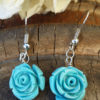 Blue Rose Earrings - Silver steampunk buy now online