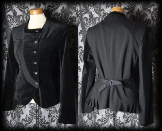 Goth Black Velvet Detailed STEAMPUNK Peplum Jacket Coat 10 12 Vintage Victorian steampunk buy now online