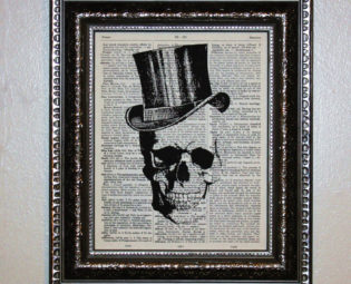 skull in top hat dictionary wall art print 8x10 steampunk buy now online