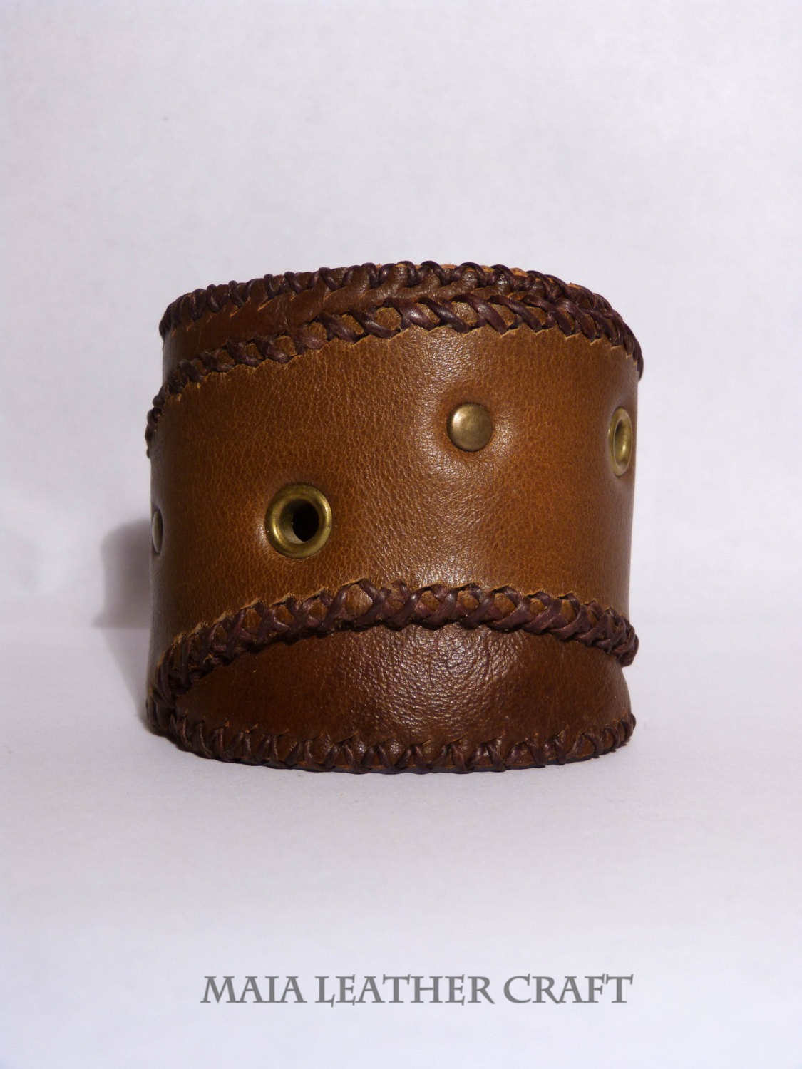 Leather bracelet - cuff - brown steampunk buy now online