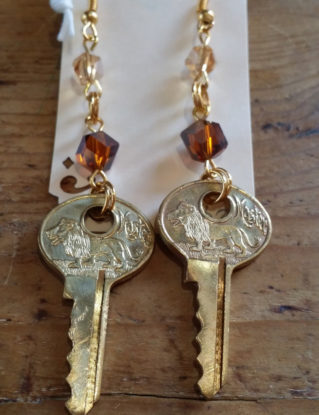 Vintage Master Lion Key Earrings steampunk buy now online