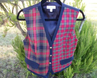 SALE 25 % Off STEAMPUNK DUELING Plaids Ladies Vest with Gold Designed Buttons Size 4, A Delightful Piece steampunk buy now online