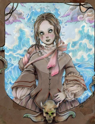 Sea Daughter - Steampunk - Fantasy art - ORIGINAL illustration by Natalia Pierandrei steampunk buy now online