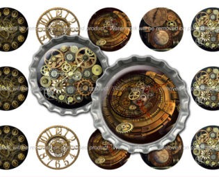 Steampunk Images - 1 inch size - Suitable for Hair Bows, Magnets, Scrapbooking, Stickers etc - Cabochon Images - Cogs and Gears steampunk buy now online