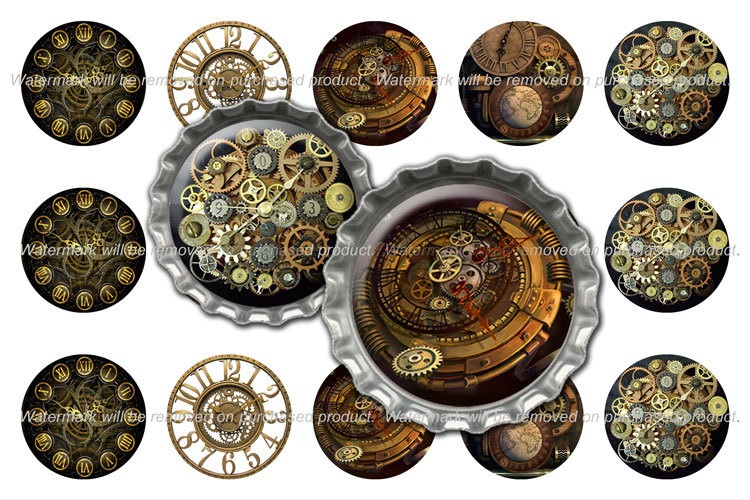 Steampunk Images - 1 inch size - Suitable for Hair Bows, Magnets, Scrapbooking, Stickers etc - Cabochon Images - Cogs and Gears steampunk buy now online