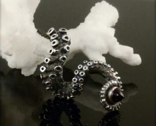 Bullet Garnet Pendant, Octopus Jewelry, Tentacle Jewellery, Unisex sterling silver steampunk buy now online