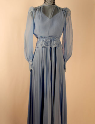 SALE- Vintage 1970s Princess Blue Belle' Epoque Maxi Dress Steampunk Victorian Downton Abbey steampunk buy now online