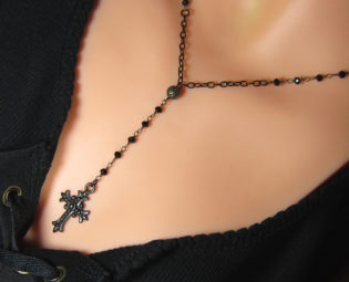 Sterling Silver Gothic Steampunk Black Oxidized Spinel Victorian Mourning Rosary Necklace Choker Goth Metal 925 Sterling steampunk buy now online