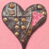 Handmade steampunk framed polymer clay heart with zip and metal screws pink and black steampunk buy now online