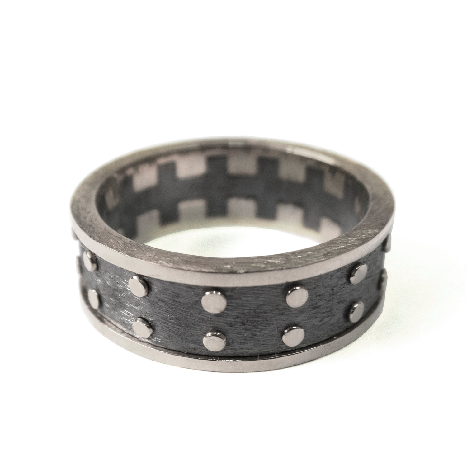 Gold Wedding Band, Men's 18K White Gold and Oxidized Silver Wedding band, steampunk, Wedding ring, black and gold ring steampunk buy now online