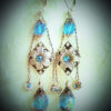 Earrings, Antiqued Silver With Aqua Czech Crystal Beads, Swarovski Chatons, Statement Earrings, Steampunk, Hendrika steampunk buy now online