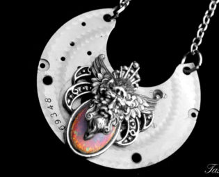 Greek God Necklace, Antique Pocket Watch Plate Necklace, Steampunk Necklace, Clockwork Jewelry, Geekery, Silver Steampunk Necklace, Unisex steampunk buy now online