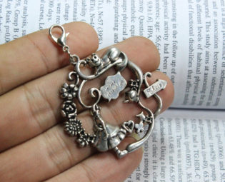 Alice in Wonderland Charms Pendant Antique silver tone, fairy tale world Charms Connector 42x43mm steampunk buy now online