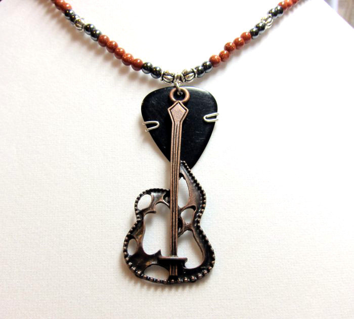 Steampunk Guitar Pick Necklace steampunk buy now online