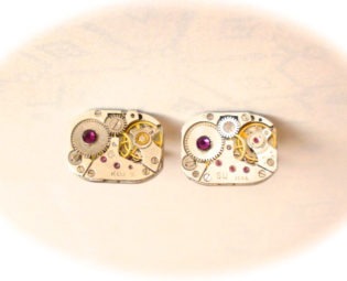 Vintage Watch Movements Cufflinks. Steampunk Cufflinks with Purple Swarovski Element. Groom Best man Accessories. Unique Gift steampunk buy now online