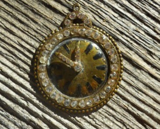 SALE // VintageFrench Enamel Brass Paste Rhinestone Watch Face Pendant steampunk buy now online