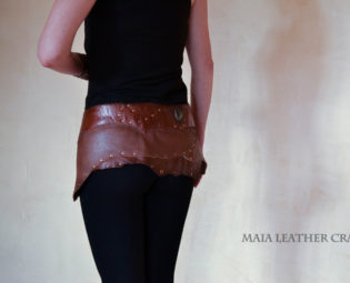 Leather - Mini skirt - labradorite - size S/M steampunk buy now online