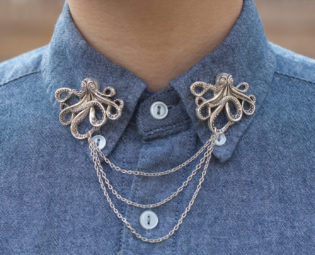 Silver Octopus Collar Clip Collar Chain steampunk buy now online