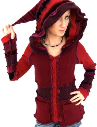 Pixie hOOdie - Red Berry Cardigan Sweater - SMALL MEDIUM steampunk buy now online