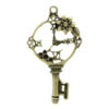 Gorgeous Charm Pendant Key Antique Bronze Flower & Clock Carved Hollow 6.1x3.3cm (8s29460) steampunk buy now online