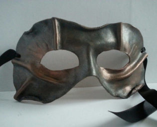 Leather mask for masked ball Larp unisex eye wear costume metal effect uk fancy dress copper pewter cosplay horror steampunk buy now online