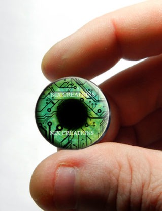 Fantasy Glass Eyes - 20mm - Green Circuit Board Human Doll Taxidermy Eyes Handmade Glass Cabochons for Steampunk Jewelry and Pendant Making steampunk buy now online