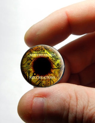 Fantasy Glass Eyes - 12mm - Hazel Circuit Board Human Doll Taxidermy Eyes Handmade Glass Cabochons for Steampunk Jewelry and Pendant Making steampunk buy now online