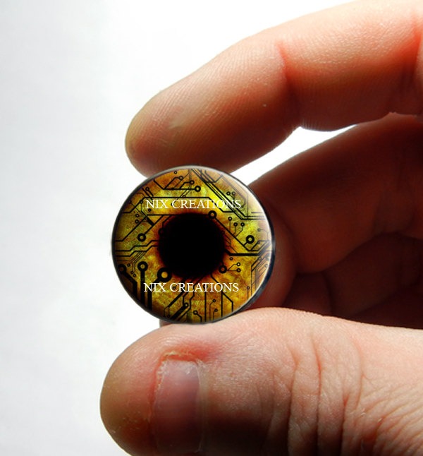 Fantasy Glass Eyes - 12mm - Hazel Circuit Board Human Doll Taxidermy Eyes Handmade Glass Cabochons for Steampunk Jewelry and Pendant Making steampunk buy now online