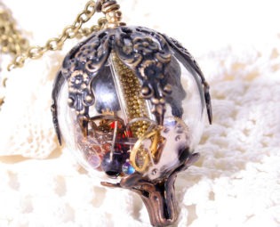 Steampunk Necklace Industrial Handblown Glass Hot Air Balloon Steampunk Style Large Victorian Steampunk Jewelry steampunk buy now online