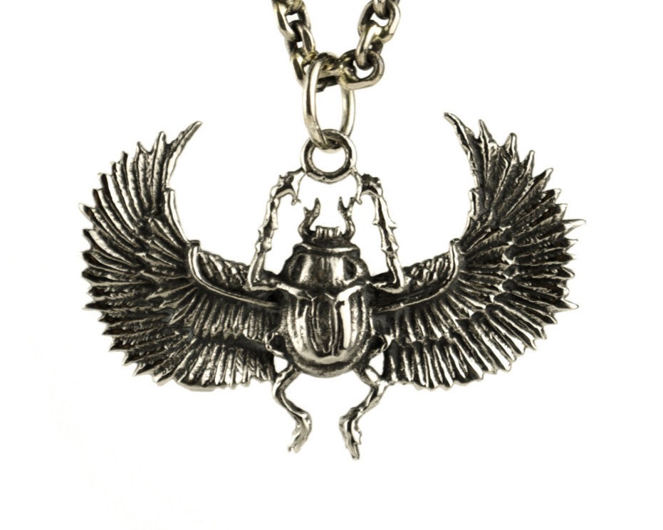 Egypt Scarab Necklace Antique Silver Color Bronze Pendant with Handmade Chain Bohemian Jewelry - FPE014 WB or SS steampunk buy now online Egypt Scarab Necklace Antique Silver Color Bronze Pendant with Handmade Chain Bohemian Jewelry - FPE014 WB or SS steampunk buy now online