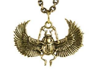 Egypt Scarab Necklace Golden tone Bronze Pendant with Handmade Chain Bohemian Jewelry - FPE014YB steampunk buy now online