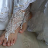 ivory beaded Beach wedding barefoot sandals, Ivory Barefoot Sandals, Sexy, Yoga, Anklet , Bellydance, Steampunk, Beach Pool steampunk buy now online